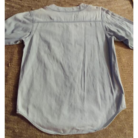 VTG Giorgio Sant Angelo Long Sleeve Women's V Neck Small Denim Button Up Shirt - Picture 10 of 10